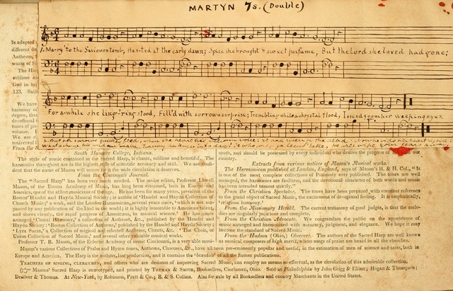 The Sacred Harp or Eclectic Harmony: a collection of church music, consisting of a great variety of psalm and hymn tunes, anthems, sacred songs and chants...(New ed., Rev. and Corr.) page 1