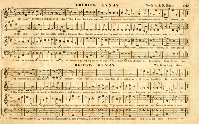 The Sacred Harp or Eclectic Harmony: a collection of church music, consisting of a great variety of psalm and hymn tunes, anthems, sacred songs and chants...(New ed., Rev. and Corr.) page 147