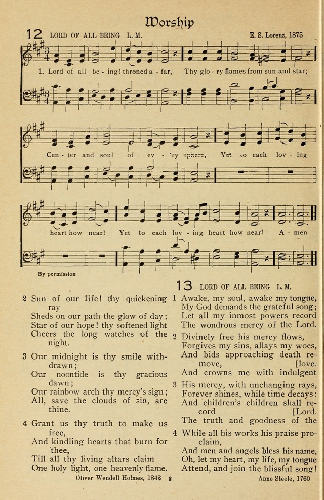 The Sanctuary Hymnal, published by Order of the General Conference of the United Brethren in Christ page 9