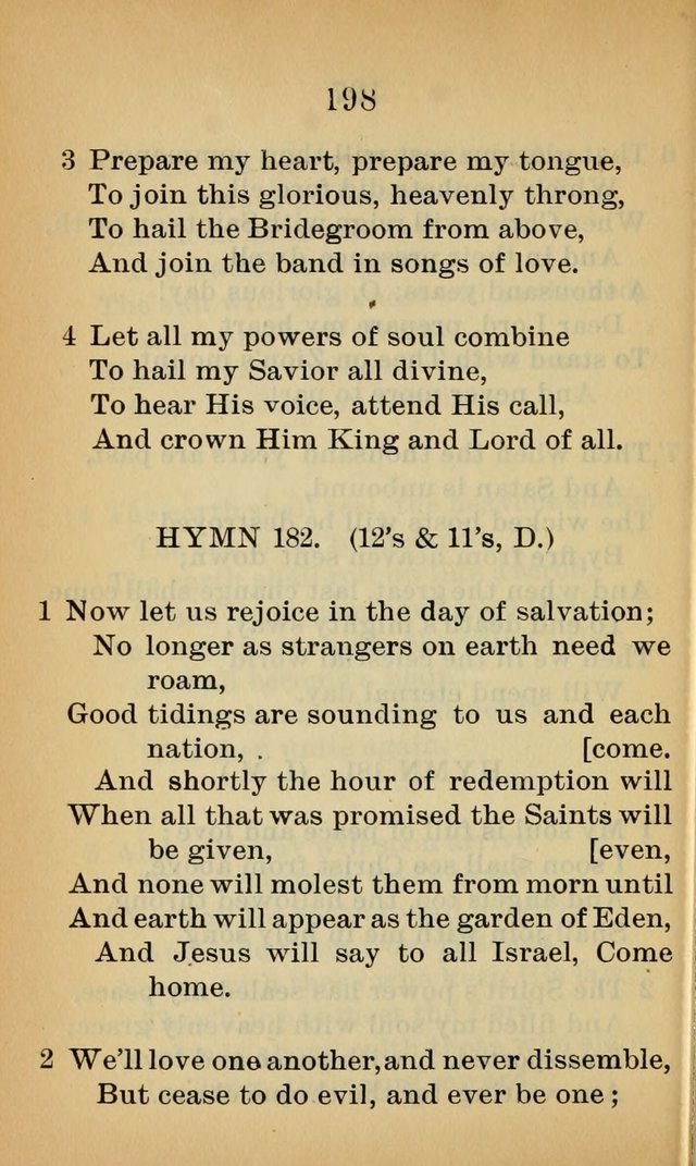 Sacred Hymns and Spiritual Songs for the Church of Jesus Christ of Latter-Day Saints (20th ed.) page 198