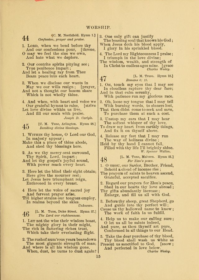 Sacred Hymns and Tunes: designed to be used by the Wesleyan Methodist Connection (or Church) of America page 15