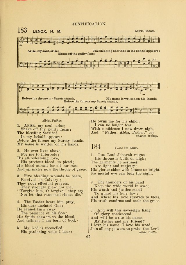 Sacred Hymns and Tunes: designed to be used by the Wesleyan Methodist Connection (or Church) of America page 65