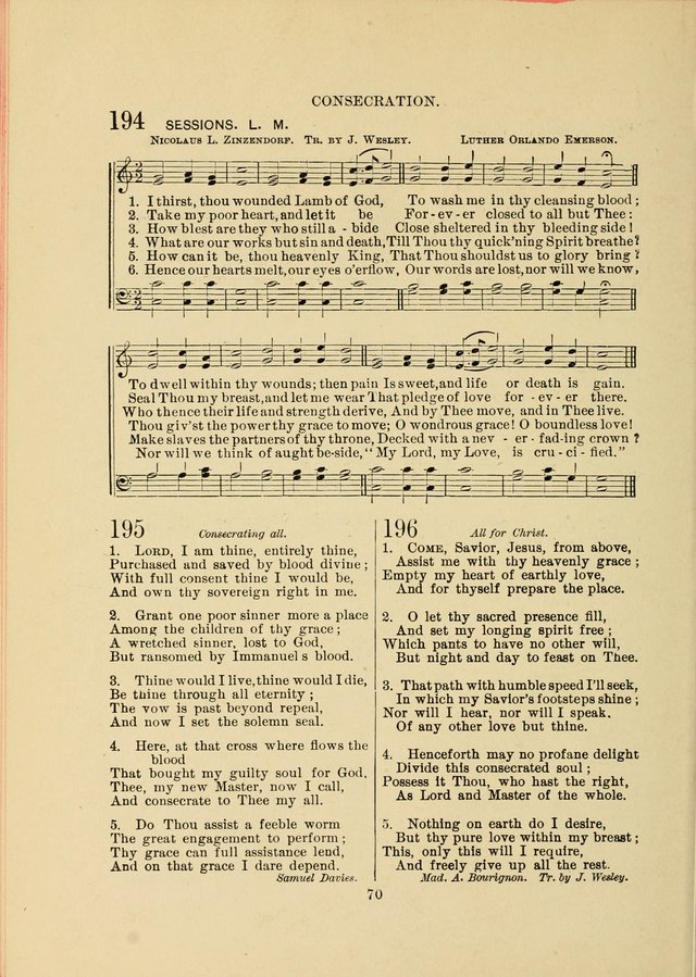 Sacred Hymns and Tunes: designed to be used by the Wesleyan Methodist Connection (or Church) of America page 70