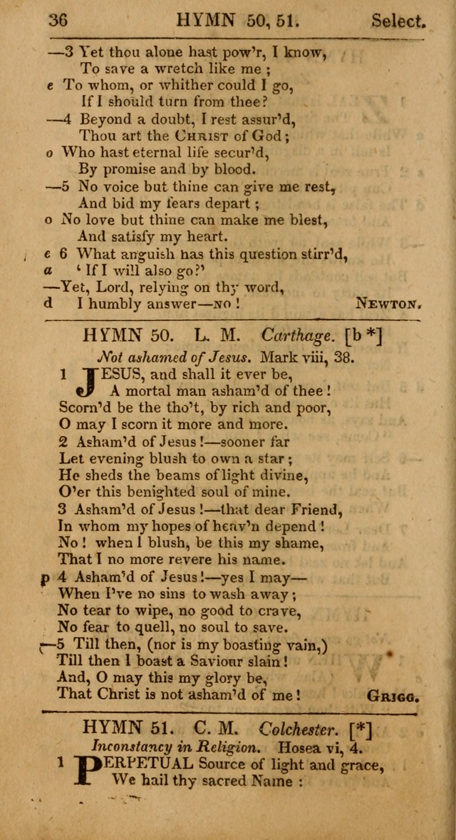 Select Hymns: the third part of Christian Psalmody; with directions for musical expression (Stereotype ed.) page 36
