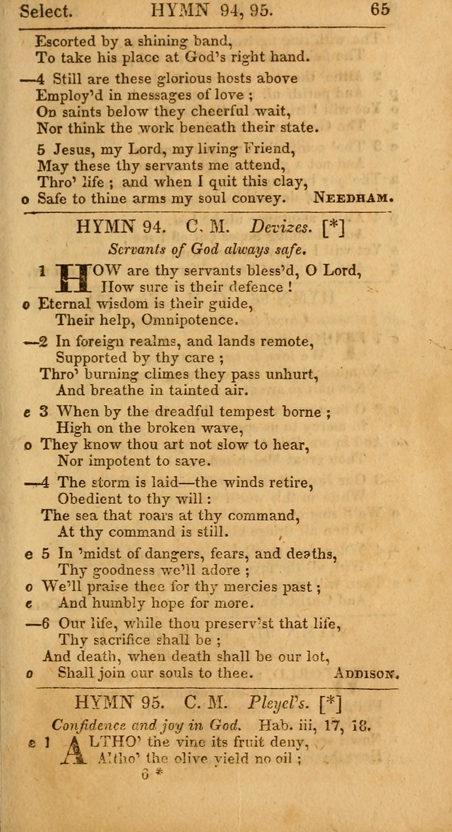 Select Hymns: the third part of Christian Psalmody; with directions for musical expression (Stereotype ed.) page 65