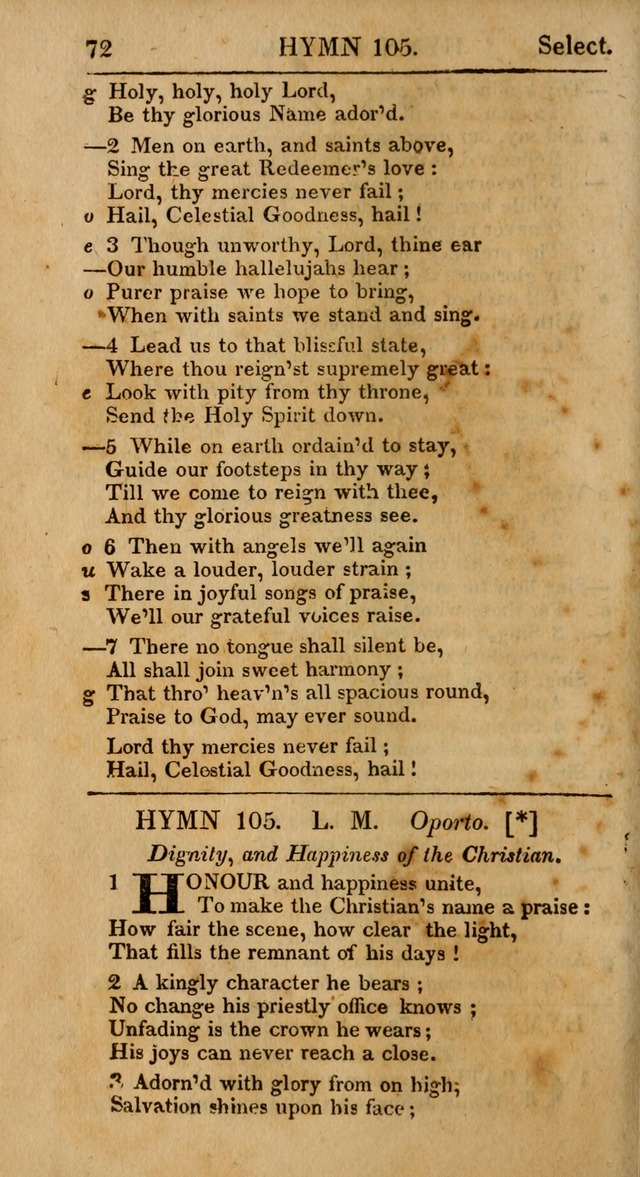 Select Hymns: the third part of Christian Psalmody; with directions for musical expression (Stereotype ed.) page 72