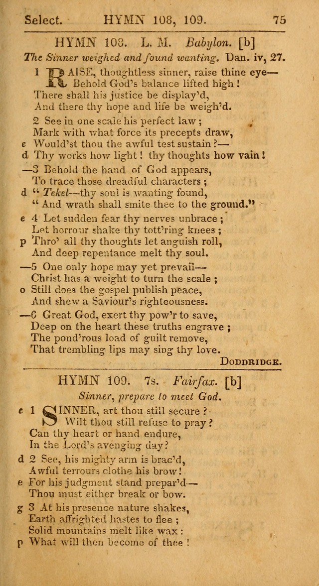 Select Hymns: the third part of Christian Psalmody; with directions for musical expression (Stereotype ed.) page 75