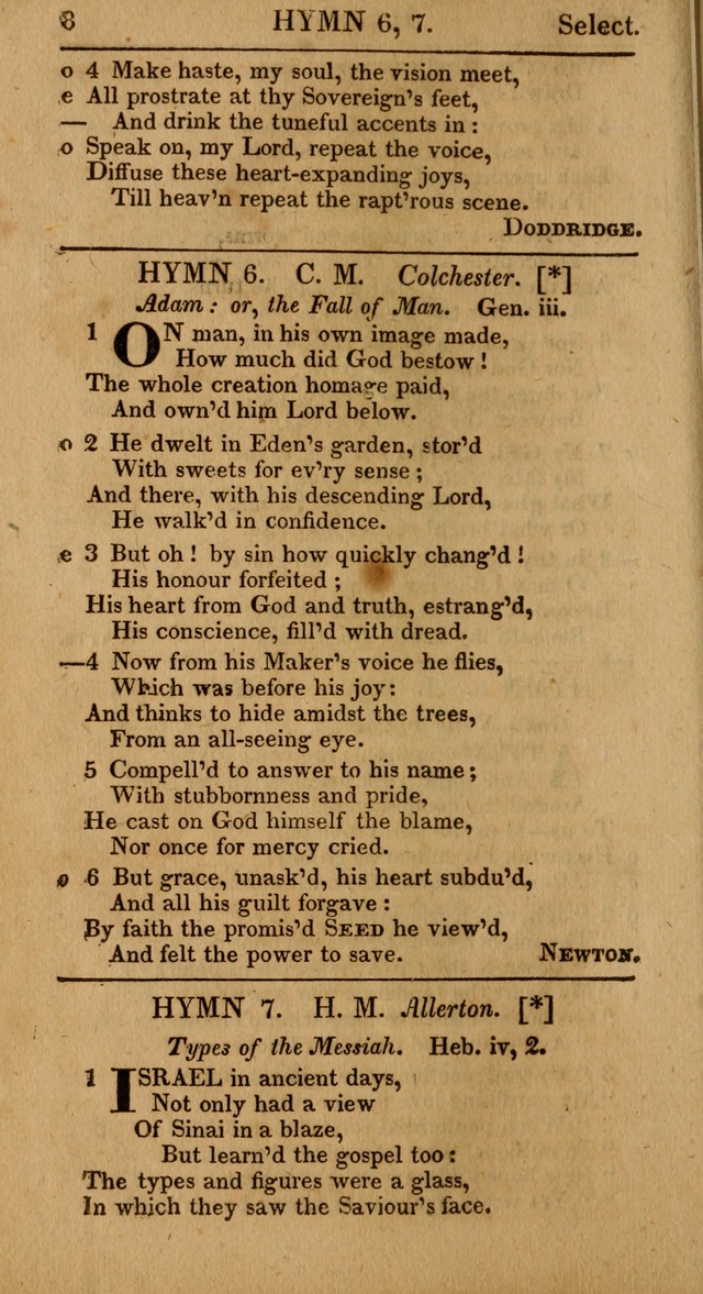 Select Hymns: the third part of Christian Psalmody; with directions for musical expression (Stereotype ed.) page 8