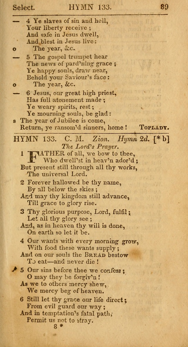 Select Hymns: the third part of Christian Psalmody; with directions for musical expression (Stereotype ed.) page 89