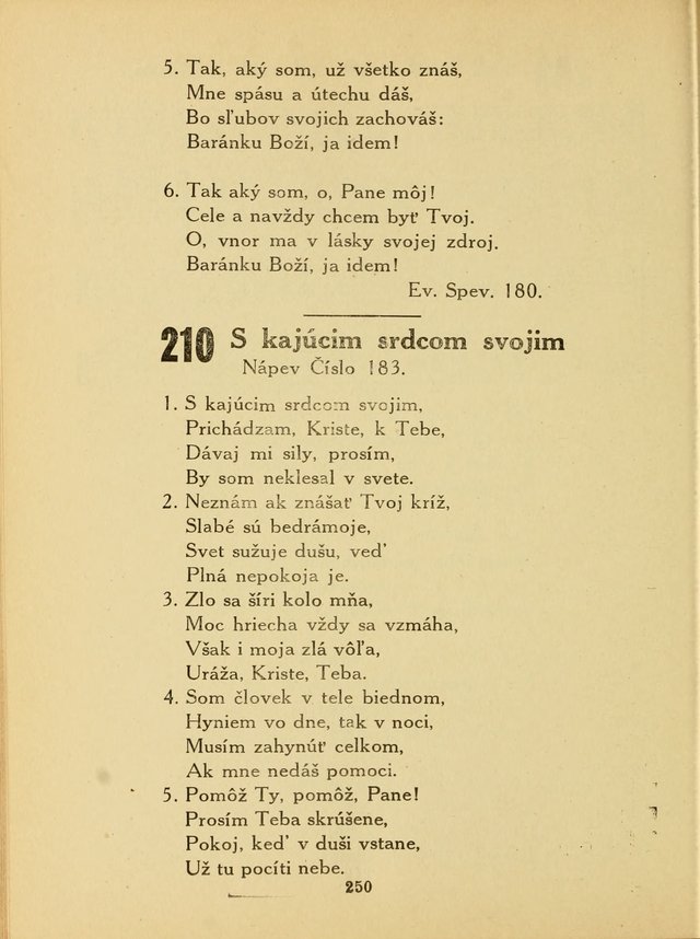 Slovensky Kalvinsky Spevnik page 250