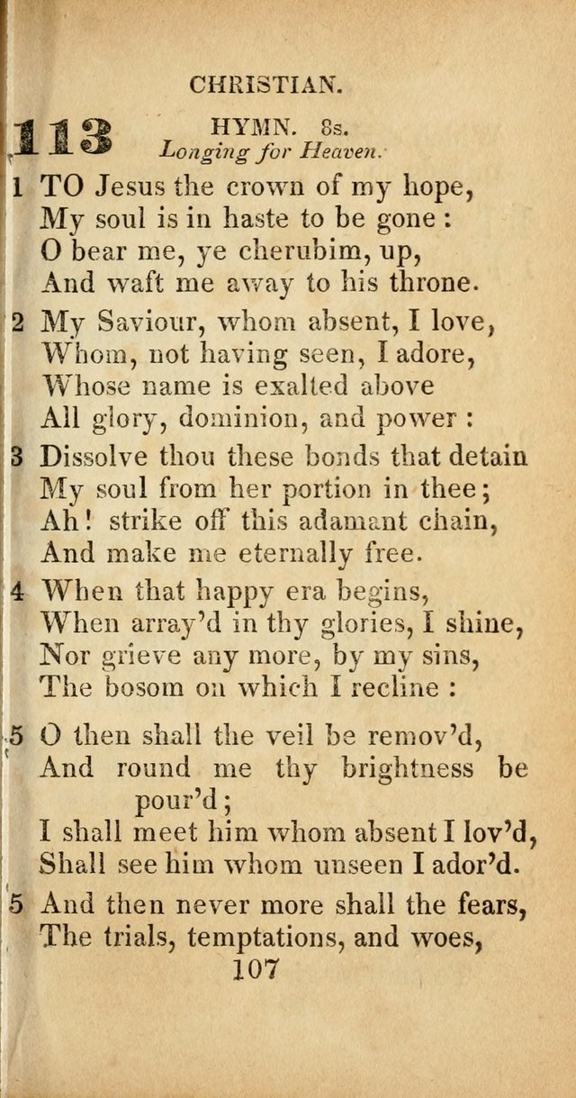 Sacred lyrics, or Select hymns: particularly adapted to revivals of religion, and intended as a supplement to Watts.  page 107