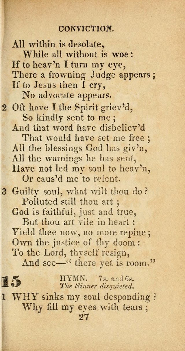 Sacred lyrics, or Select hymns: particularly adapted to revivals of religion, and intended as a supplement to Watts.  page 27