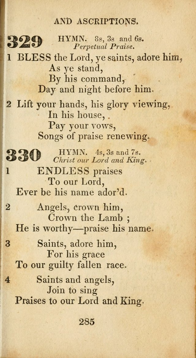 Sacred lyrics, or Select hymns: particularly adapted to revivals of religion, and intended as a supplement to Watts.  page 285