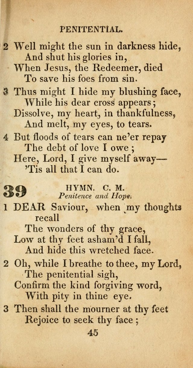 Sacred lyrics, or Select hymns: particularly adapted to revivals of religion, and intended as a supplement to Watts.  page 45
