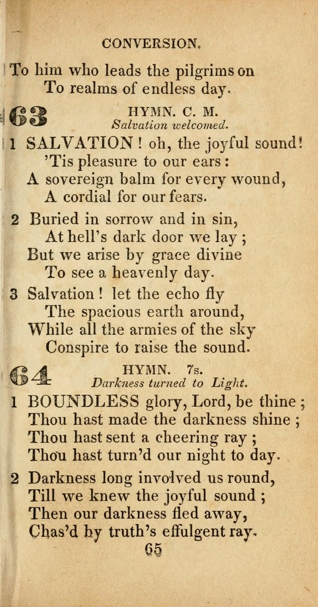Sacred lyrics, or Select hymns: particularly adapted to revivals of religion, and intended as a supplement to Watts.  page 65