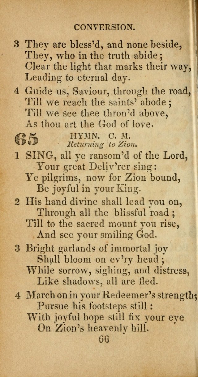 Sacred lyrics, or Select hymns: particularly adapted to revivals of religion, and intended as a supplement to Watts.  page 66