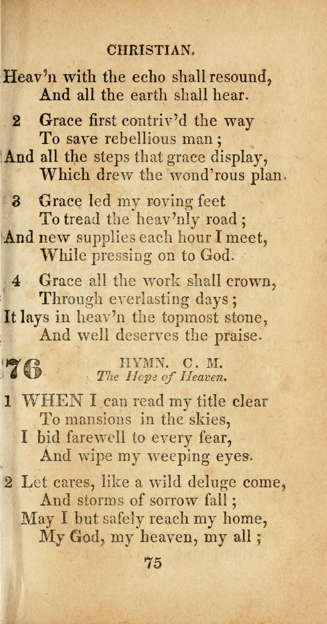 Sacred lyrics, or Select hymns: particularly adapted to revivals of religion, and intended as a supplement to Watts.  page 75