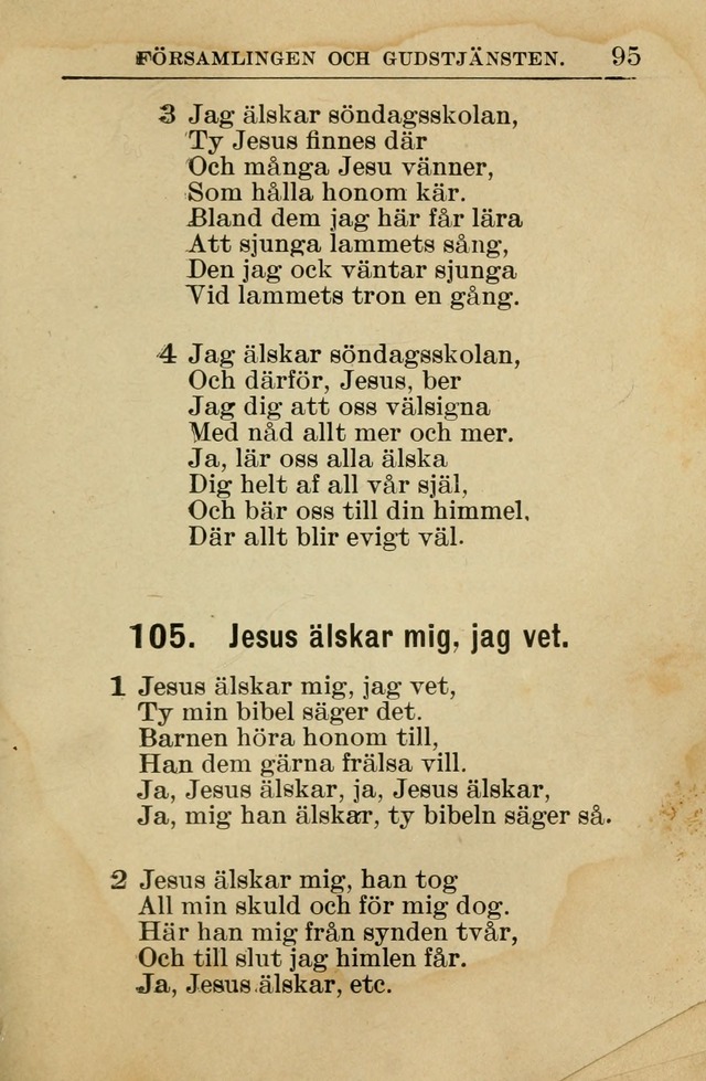 Söndagsskolbok: innehållande liturgi och sånger för söndagsskolan (Omarbetad uppl.) page 95