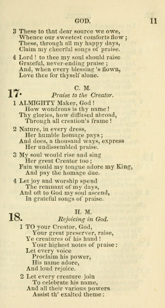 Social Psalmist: or hymns, selected for the private use and social meetings of evangelical Christians page 11