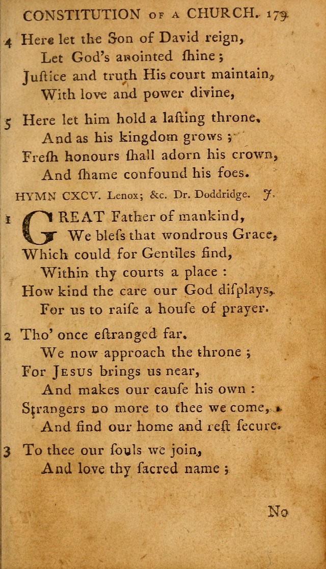 A Selection of Psalms and Hymns: done under the appointment of  the Philadelphian Association page 179