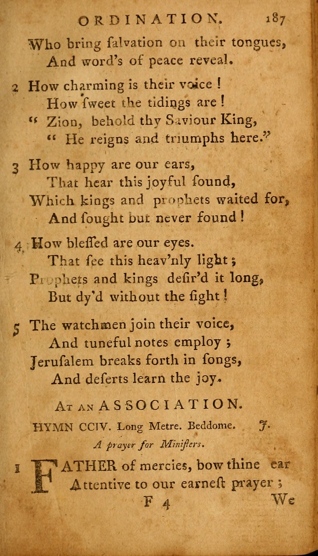 A Selection of Psalms and Hymns: done under the appointment of  the Philadelphian Association page 187
