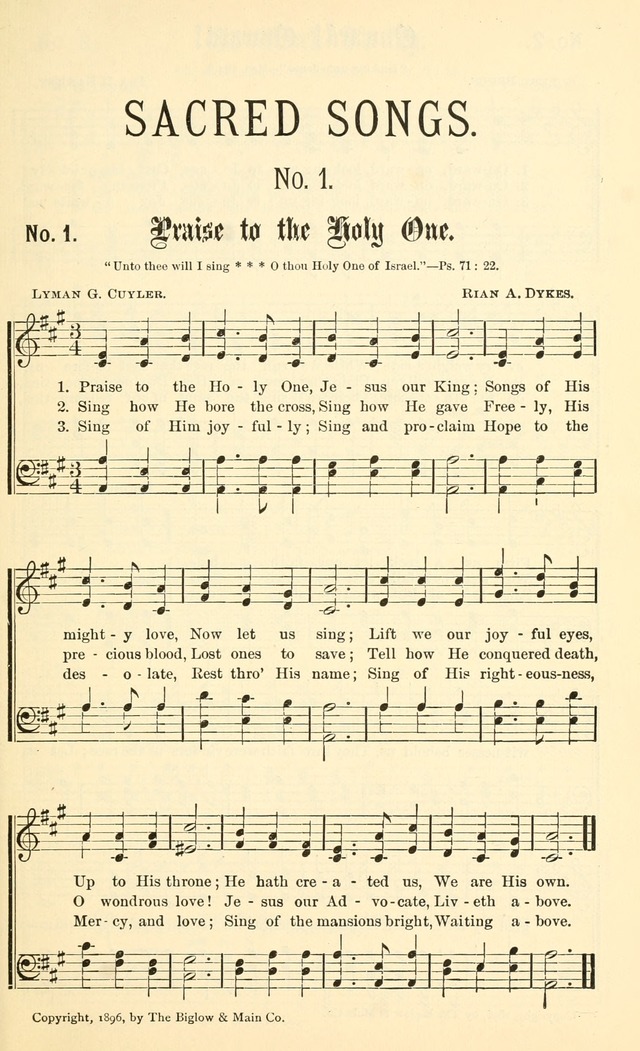 Sacred Songs No. 1: compiled and arranged for use in gospel meetings, Sunday schools, prayer meetings and other religious services page 1