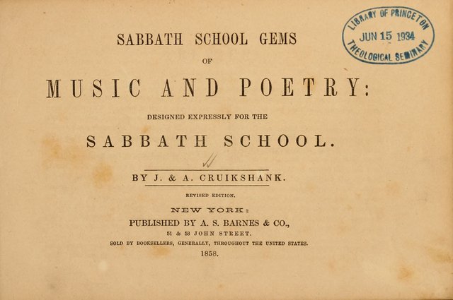 Sabbath School Gems of Music and Poetry: designed expressly for the Sabbath School page 1
