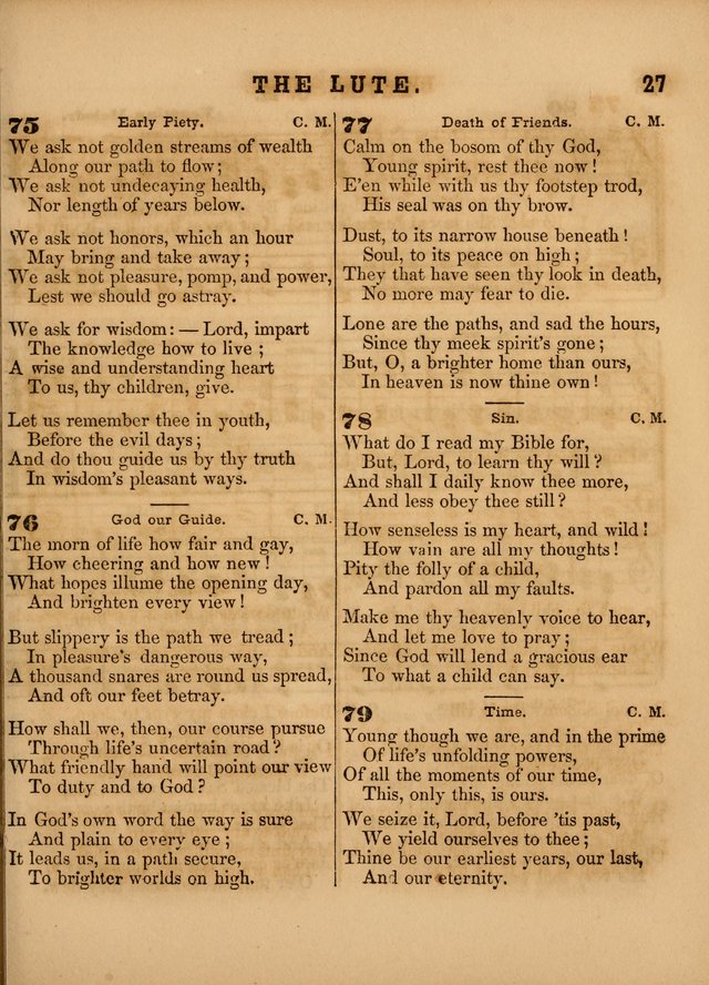 The Sabbath School Lute: a selection of hymns and appropriate melodies, adapted to the wants of Sabbath schools, families and social meetings page 27