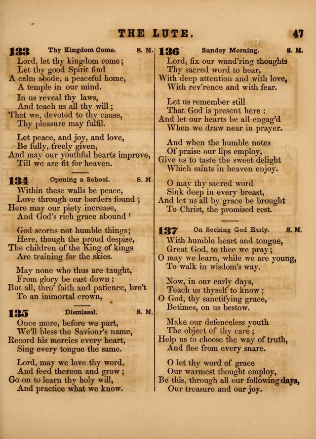 The Sabbath School Lute: a selection of hymns and appropriate melodies, adapted to the wants of Sabbath schools, families and social meetings page 47