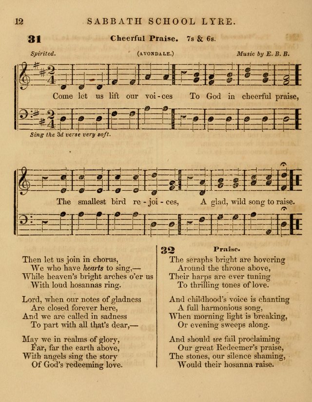 The Sabbath School Lyre: a collection of hymns and music, original and selected, for general use in sabbath schools page 12