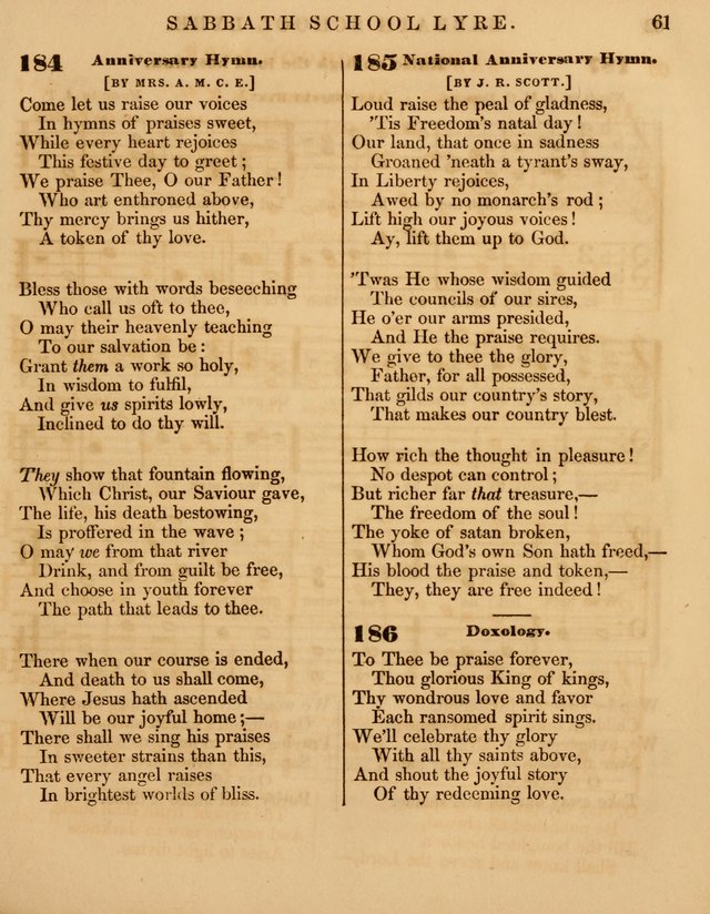 The Sabbath School Lyre: a collection of hymns and music, original and selected, for general use in sabbath schools page 61