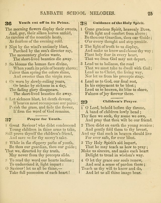 The Sabbath School Melodist: being a selection of hymns with appropriate music; for the use of Sabbath schools, families and social meetings page 25