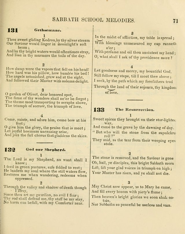 The Sabbath School Melodist: being a selection of hymns with appropriate music; for the use of Sabbath schools, families and social meetings page 71