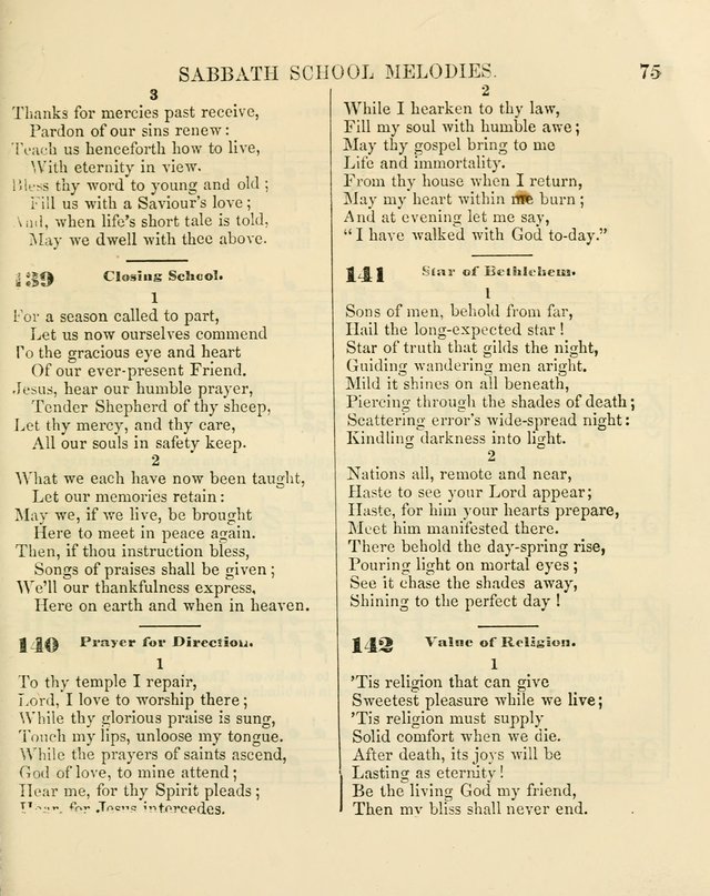 The Sabbath School Melodist: being a selection of hymns with appropriate music; for the use of Sabbath schools, families and social meetings page 75