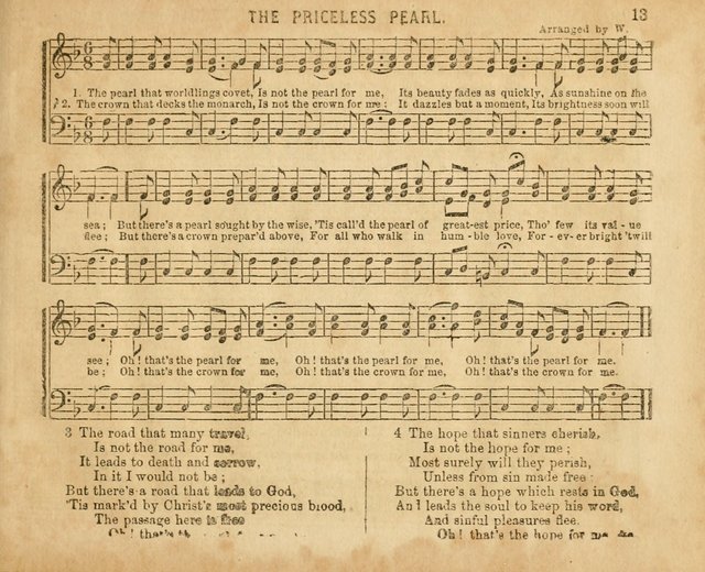 The Sabbath School Pearl or the Sunday school Army singing Book: A New Collection of choice hymns and tunes for Sunday Schools, Anniversaries, Missionary Meetings, Infant Class Exercises, &c. page 13