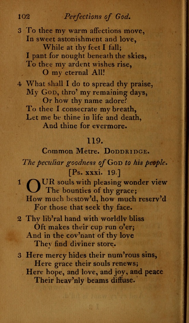 A Selection of Sacred Poetry: consisting of psalms and hymns, from Watts, Doddridge, Merrick, Scott, Cowper, Barbauld, Steele ...compiled for  the use of the Unitarian Church in Philadelphia page 102