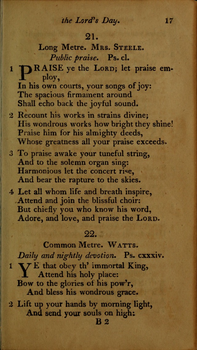 A Selection of Sacred Poetry: consisting of psalms and hymns, from Watts, Doddridge, Merrick, Scott, Cowper, Barbauld, Steele ...compiled for  the use of the Unitarian Church in Philadelphia page 17