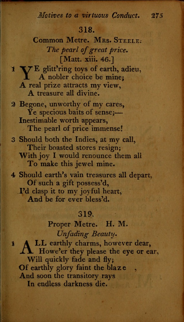 A Selection of Sacred Poetry: consisting of psalms and hymns, from Watts, Doddridge, Merrick, Scott, Cowper, Barbauld, Steele ...compiled for  the use of the Unitarian Church in Philadelphia page 275