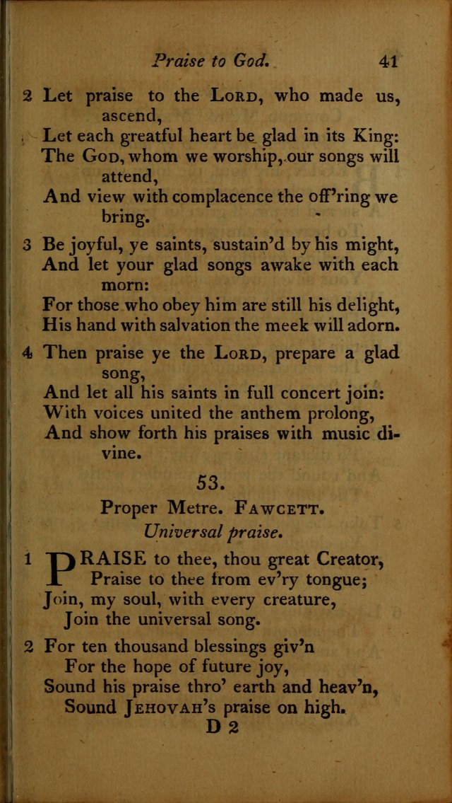 A Selection of Sacred Poetry: consisting of psalms and hymns, from Watts, Doddridge, Merrick, Scott, Cowper, Barbauld, Steele ...compiled for  the use of the Unitarian Church in Philadelphia page 41