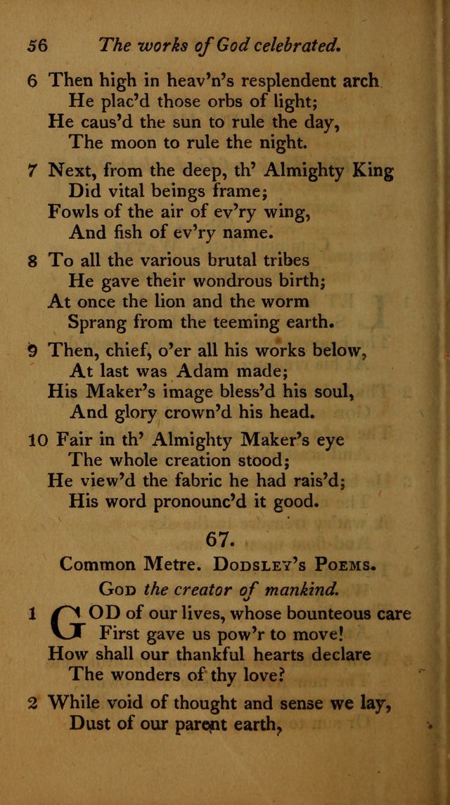 A Selection of Sacred Poetry: consisting of psalms and hymns, from Watts, Doddridge, Merrick, Scott, Cowper, Barbauld, Steele ...compiled for  the use of the Unitarian Church in Philadelphia page 56