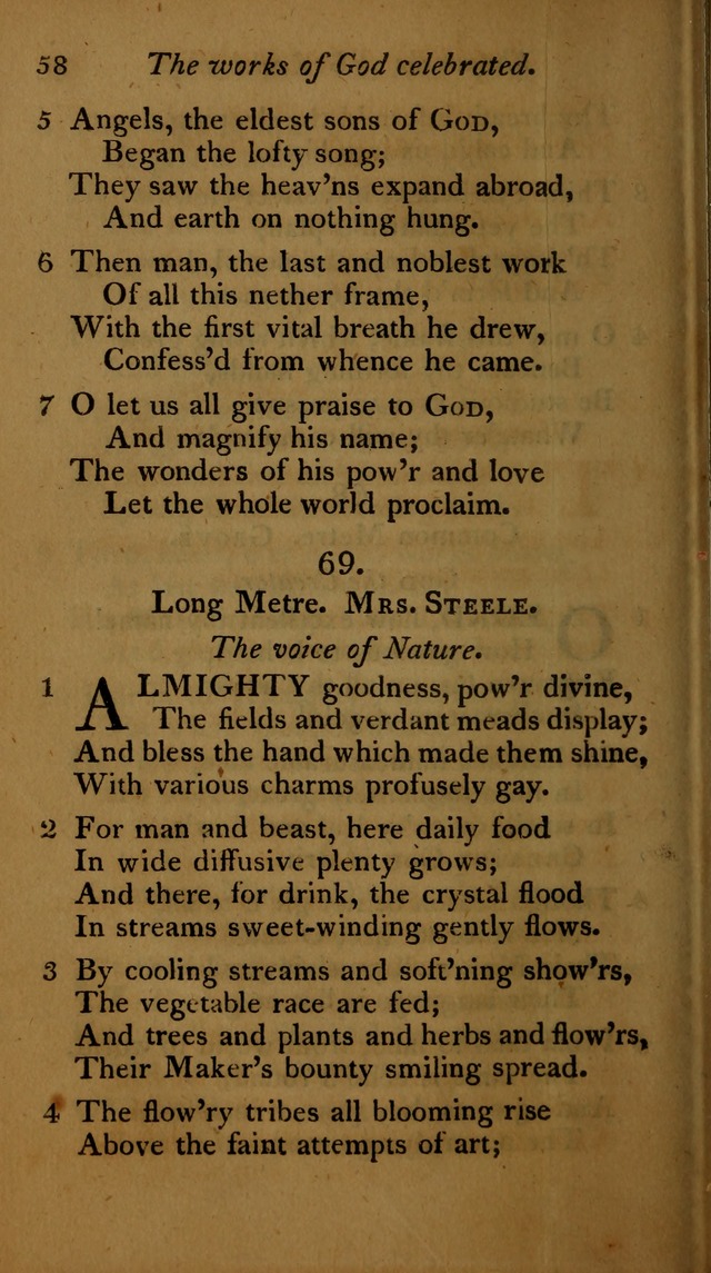 A Selection of Sacred Poetry: consisting of psalms and hymns, from Watts, Doddridge, Merrick, Scott, Cowper, Barbauld, Steele ...compiled for  the use of the Unitarian Church in Philadelphia page 58