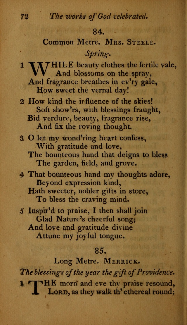 A Selection of Sacred Poetry: consisting of psalms and hymns, from Watts, Doddridge, Merrick, Scott, Cowper, Barbauld, Steele ...compiled for  the use of the Unitarian Church in Philadelphia page 72