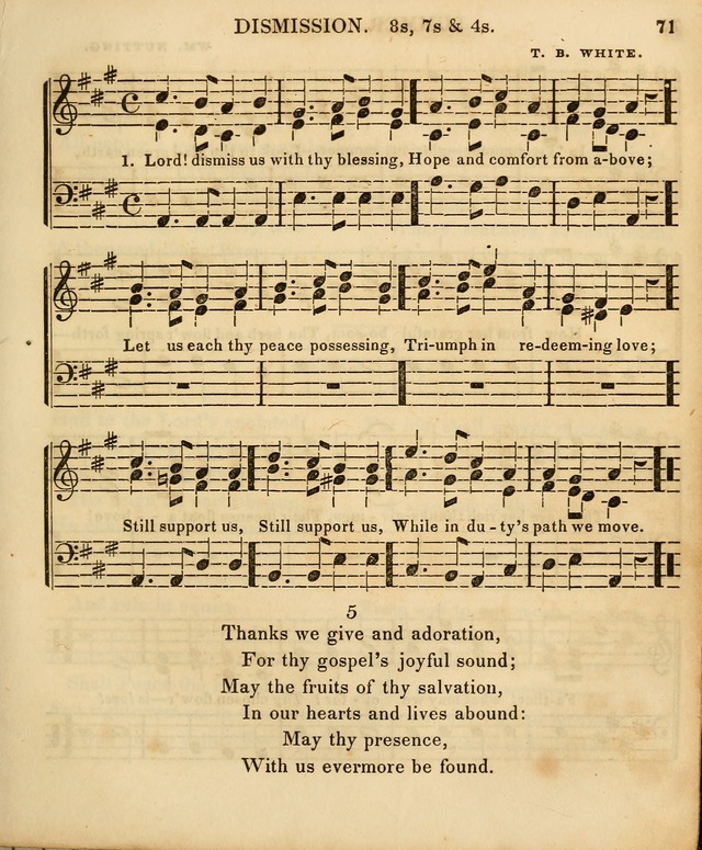 The Sunday School Singing Book: being a collection of hymns with appropriate music, designed as a guide and assistant to the devotional exercises of Sabbath schools and families...(3rd ed.) page 71
