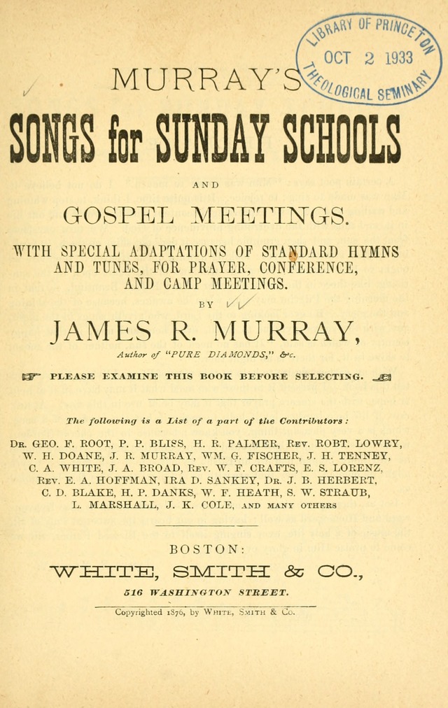 Songs for Sunday Schools and Gospel Meetings page 1
