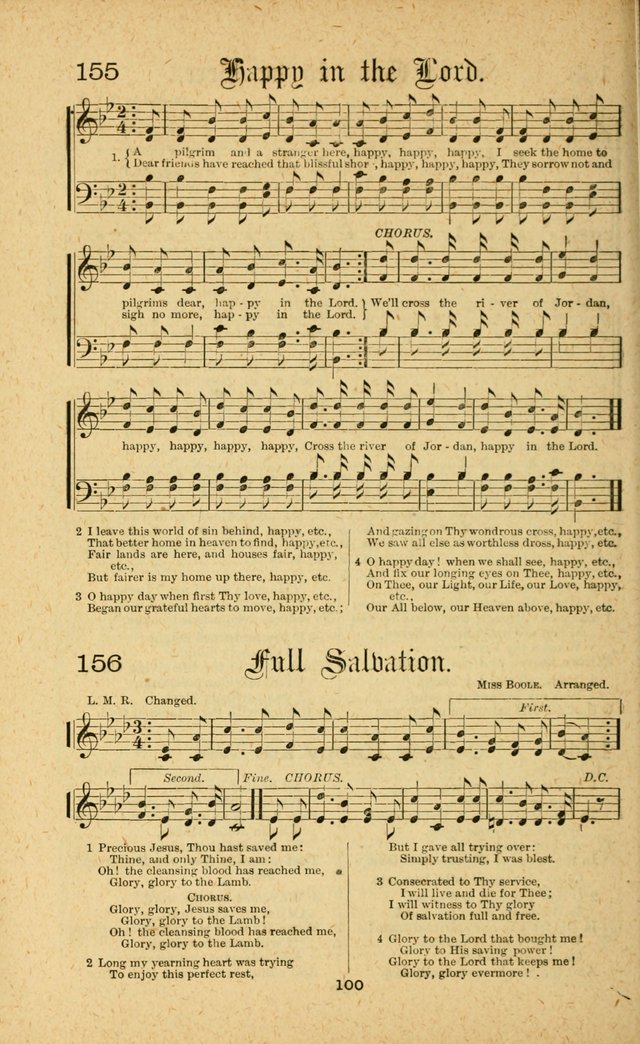 Songs of Salvation: as Used by Crossley and Hunter in Evangelistic Meetings: and adapted for the church, grove, school, choir and home page 100