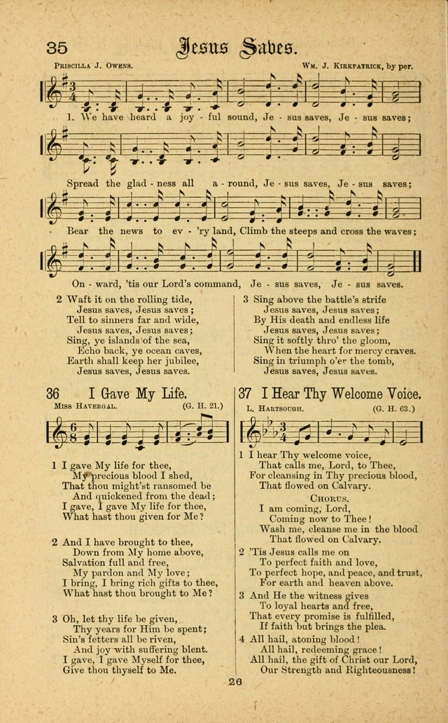 Songs of Salvation: as Used by Crossley and Hunter in Evangelistic Meetings: and adapted for the church, grove, school, choir and home page 26