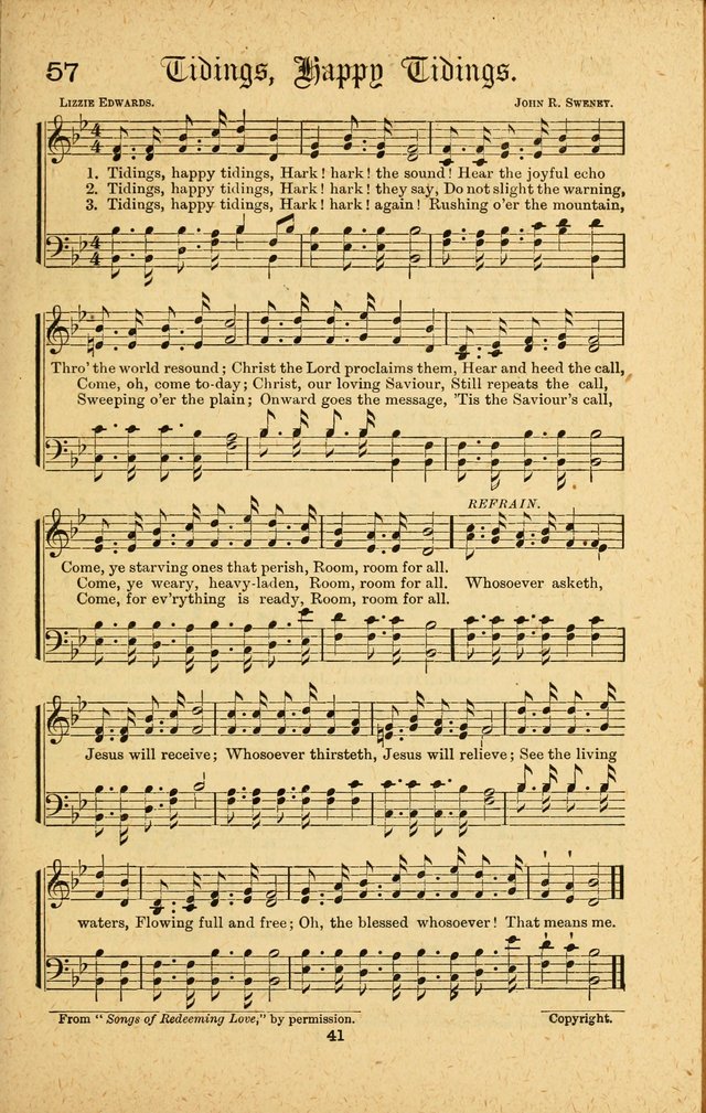 Songs of Salvation: as Used by Crossley and Hunter in Evangelistic Meetings: and adapted for the church, grove, school, choir and home page 41