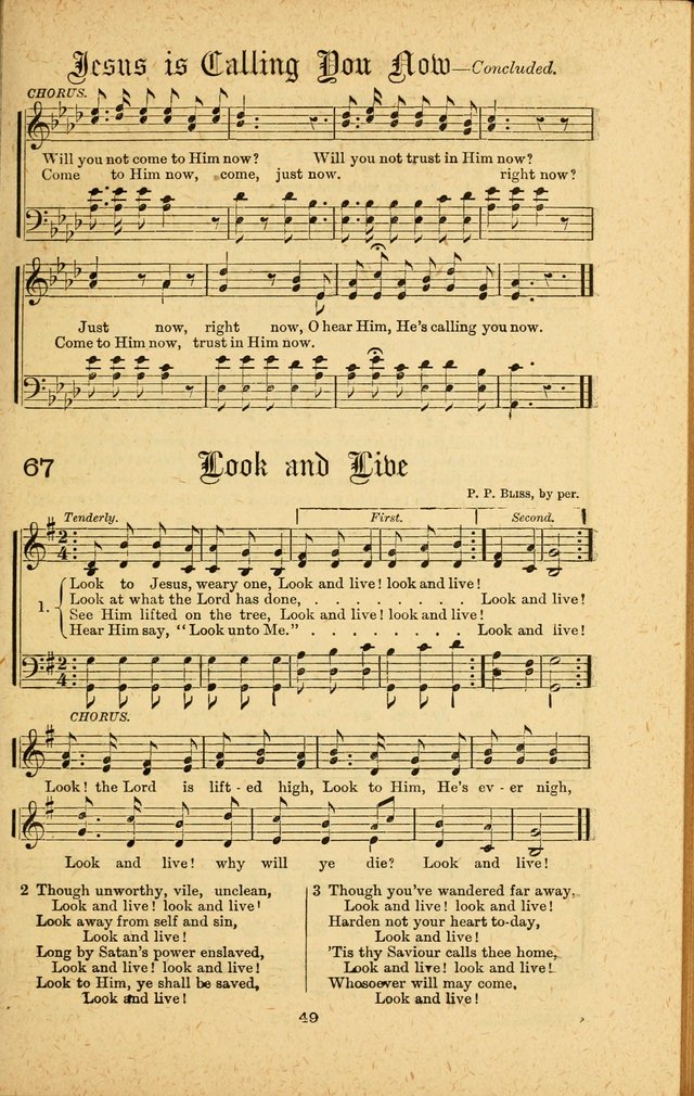 Songs of Salvation: as Used by Crossley and Hunter in Evangelistic Meetings: and adapted for the church, grove, school, choir and home page 49