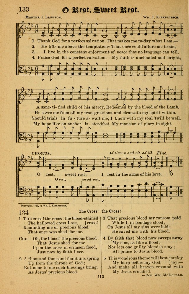 The Silver Trumpet: a collection of new and selected hymns; for use in public worship, revival services, prayer and social meetings, and Sunday schools page 112