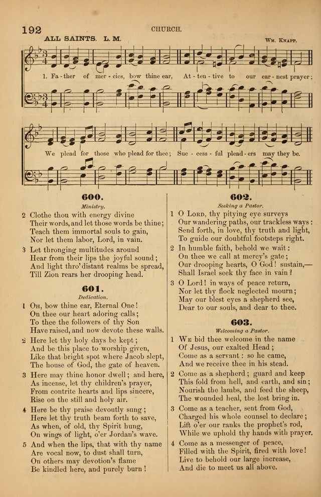 Songs of the Church: or, hymns and tunes for Christian worship page 192